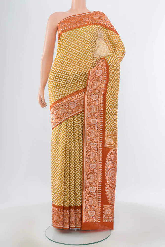 Mustard Banarasi Silk Saree