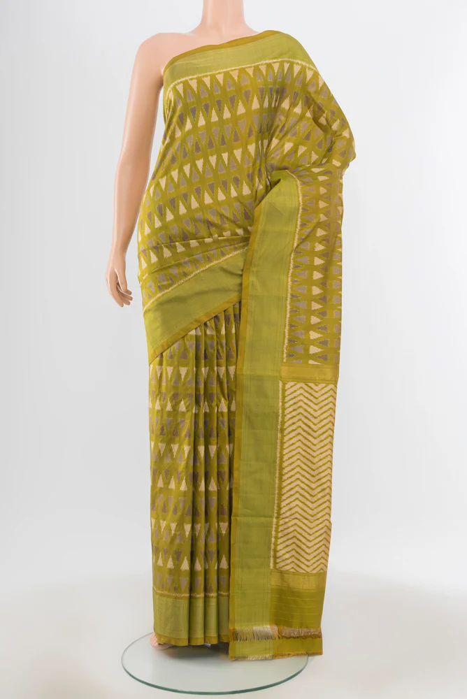 Mehandi Green Pochampally Silk Saree