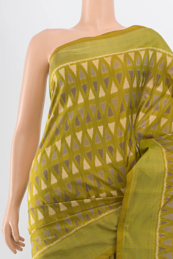 Mehandi Green Pochampally Silk Saree - Image 2