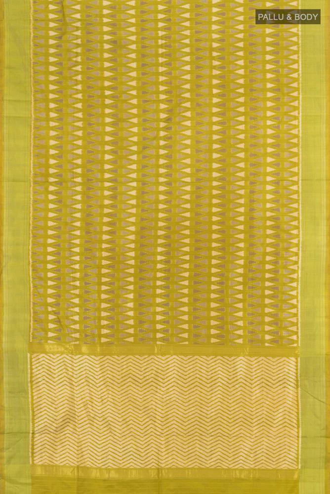 Mehandi Green Pochampally Silk Saree - Image 5