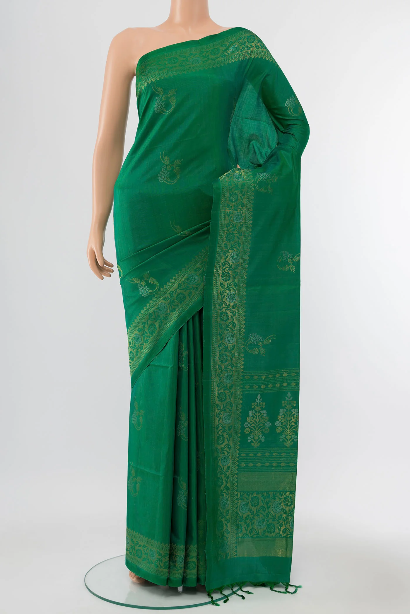 Pure Silk Pure Zari Mehandi Green Soft Saree