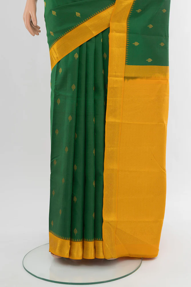 Green Kanchipuram Silk Saree - Image 3
