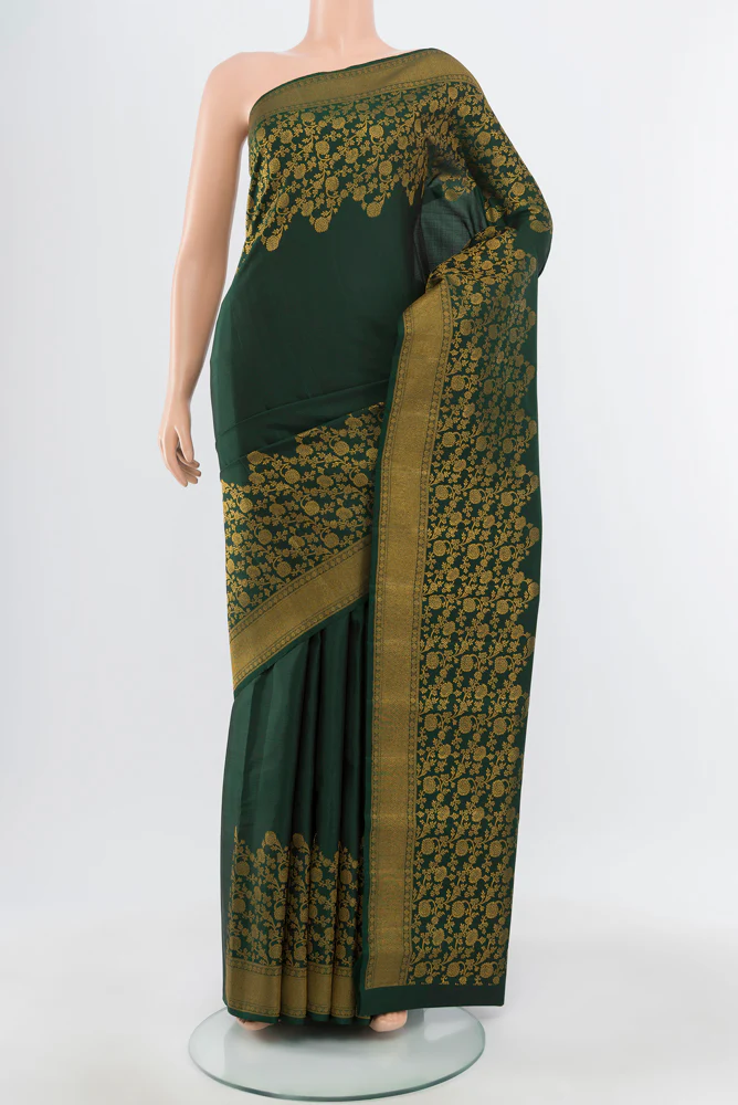 Bottle Green Kanchipuram Silk Saree
