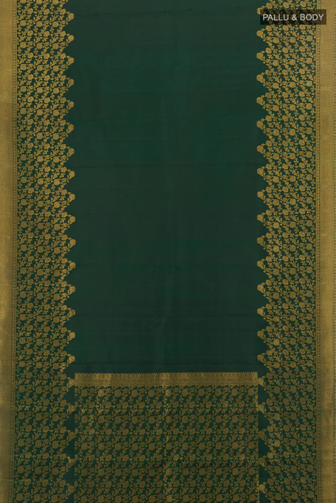 Bottle Green Kanchipuram Silk Saree - Image 5