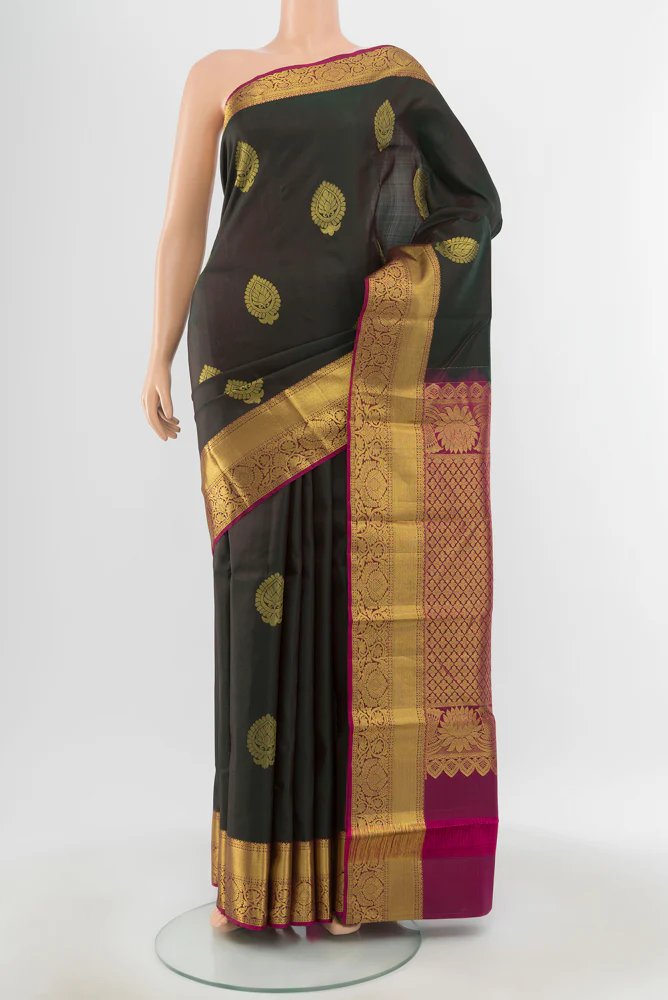 Bottle Green Kanchipuram Silk Saree