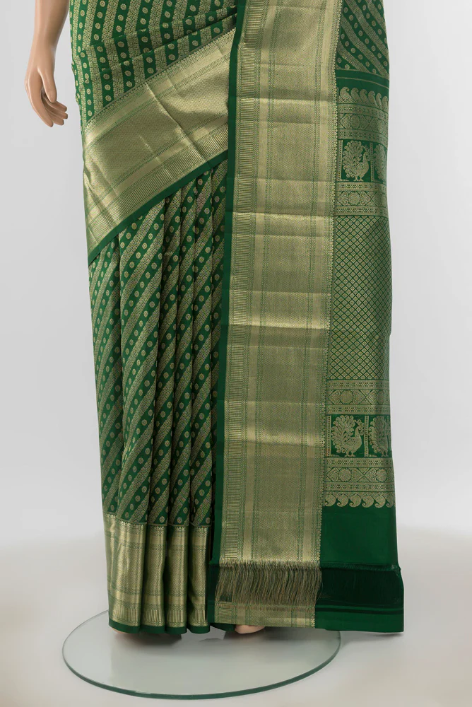 Green Kanchipuram Silk Saree - Image 3