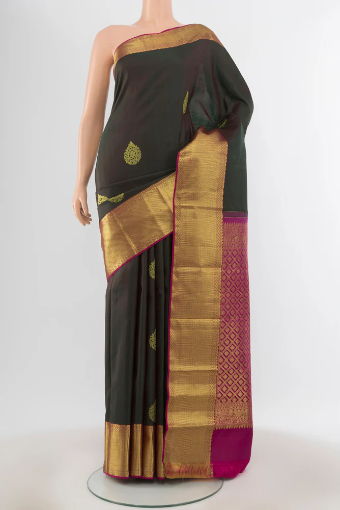 Bottle Green Color Kanchipuram Silk Saree