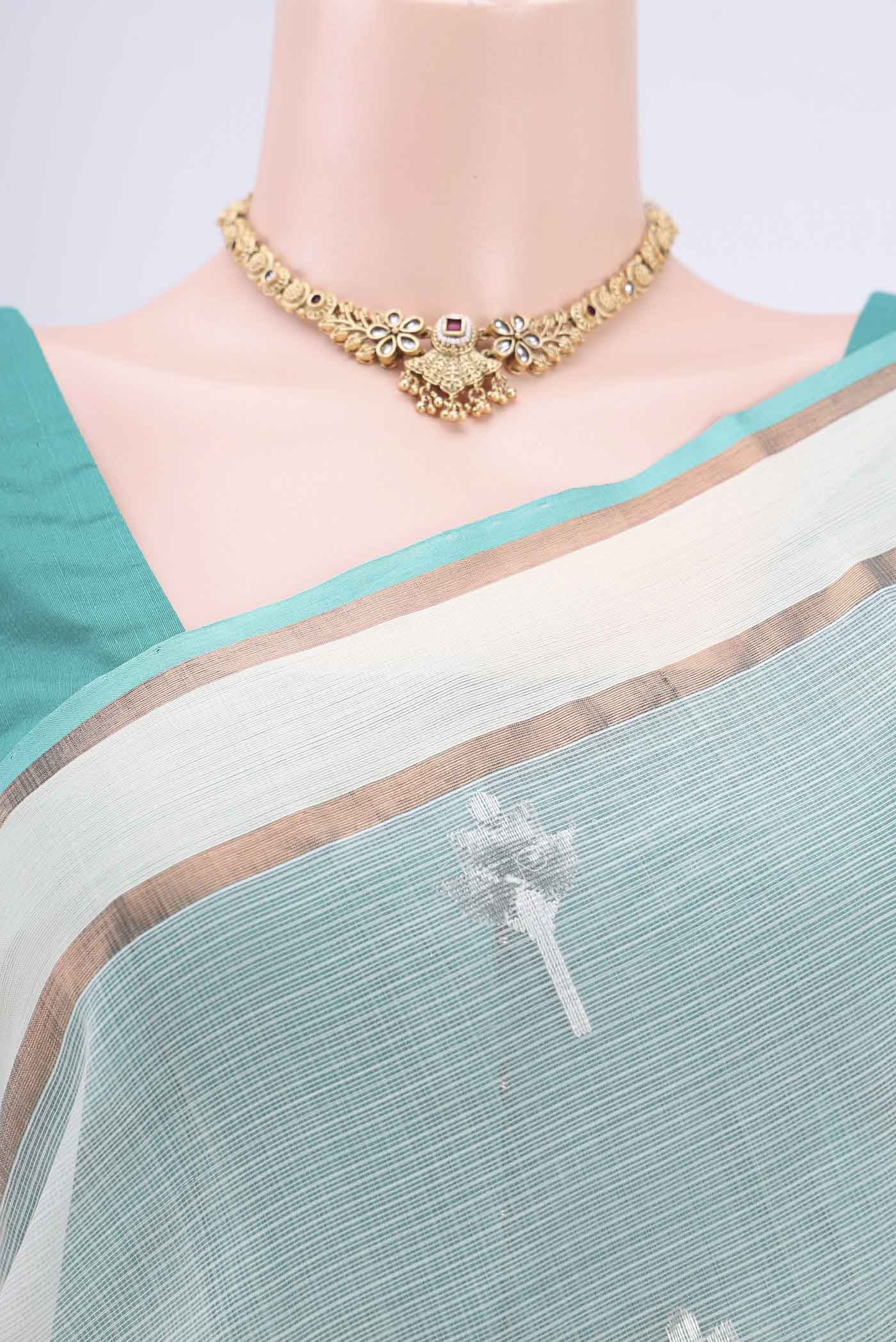 Pure Silk Pure Zari Off White Kota Saree - Image 2