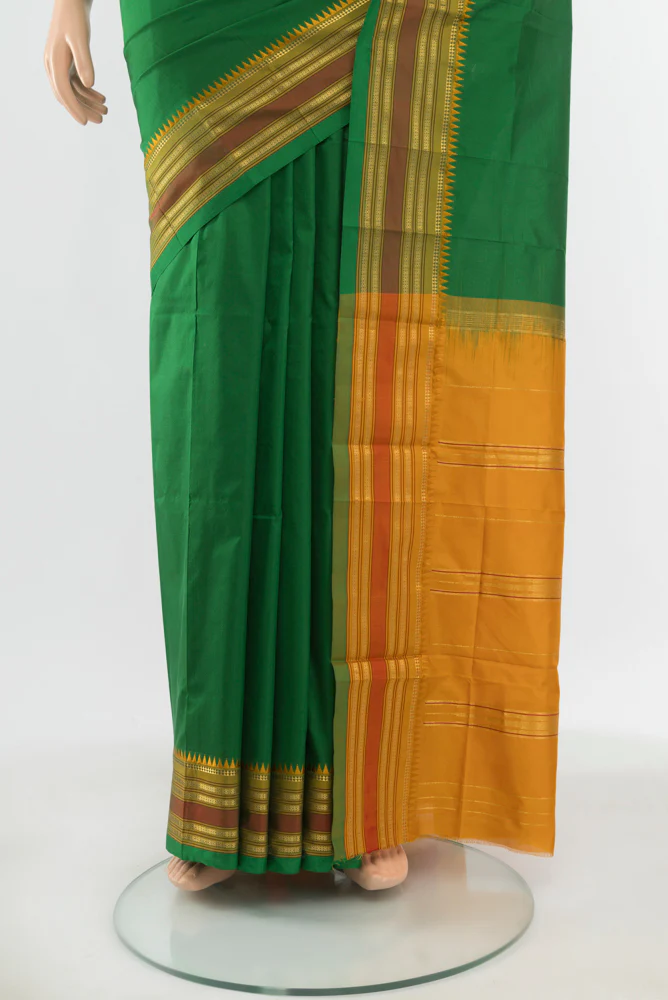 Green Narayanpet Silk Saree - Image 3