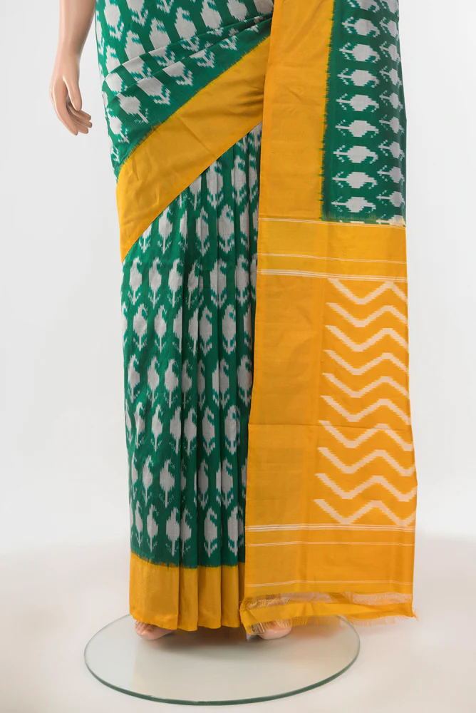 Green Pochampally Silk Saree - Image 3