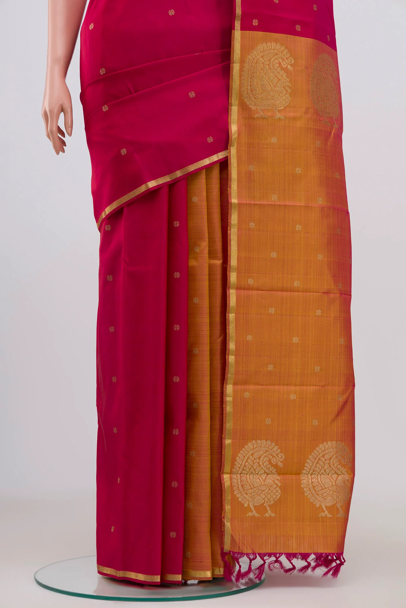 Pure Silk Pure Zari Multi Color Kanchipuram Saree - Image 3