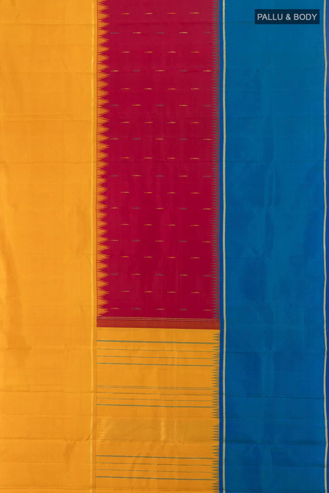 Pure Silk Pure Zari Maroon Kanchipuram Saree - Image 5
