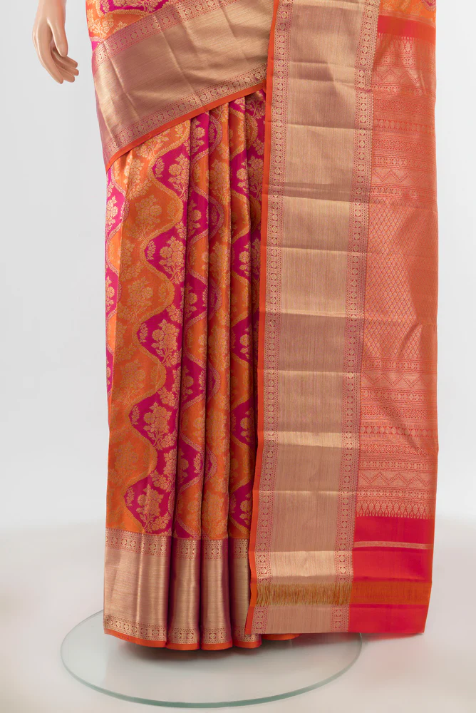 Multi Color Kanjivaram Silk Saree - Image 3