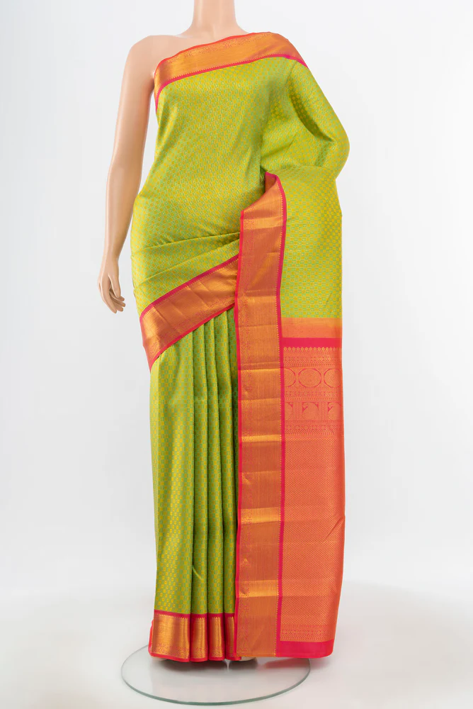 Parrot Green Kanjivaram Silk Saree