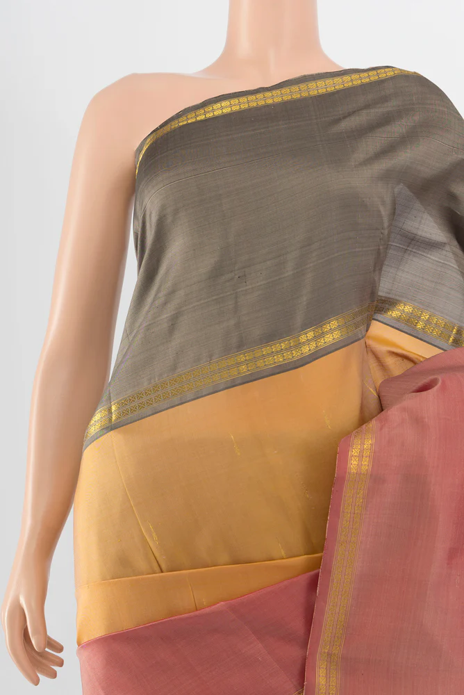 Sandal Kanjivaram Silk Saree - Image 2