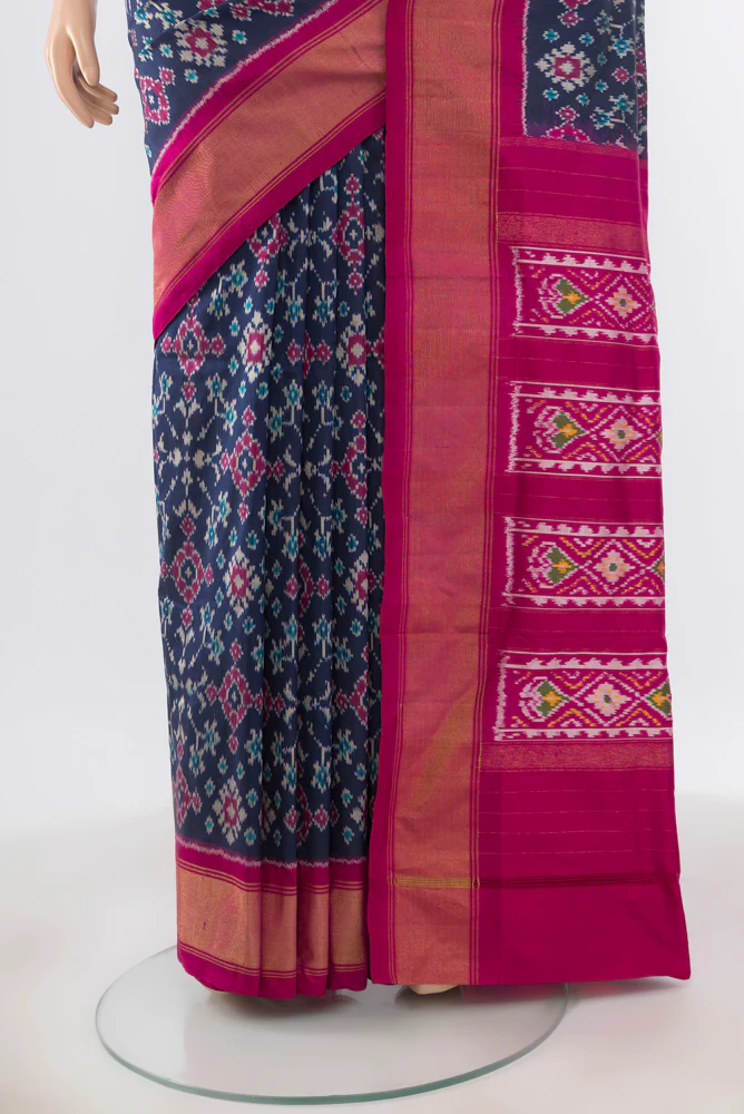 Blue Pochampally Silk Saree - Image 3