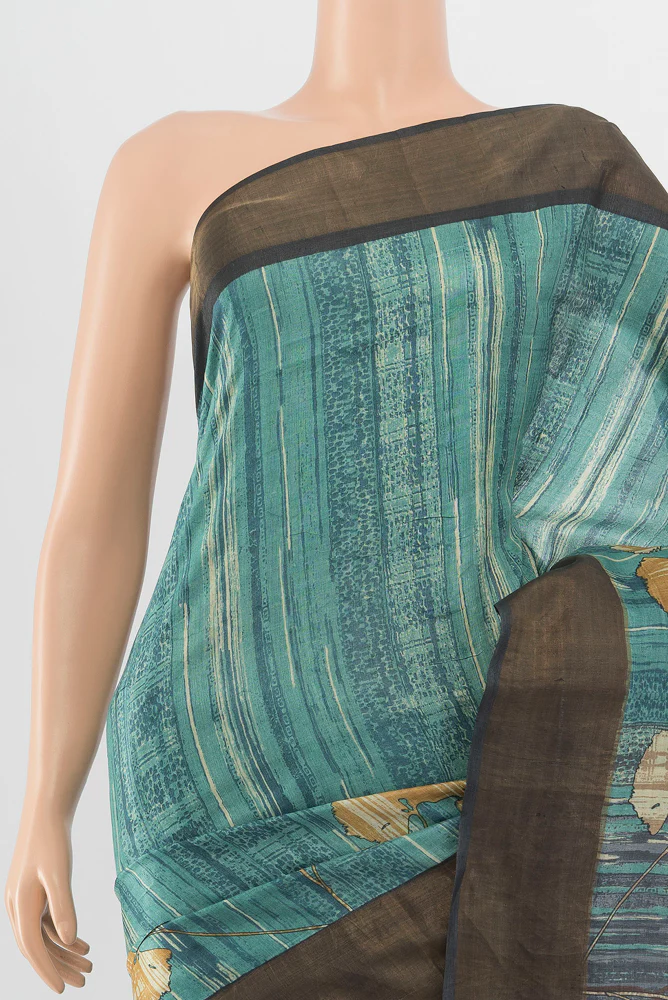 Blue Tussar Silk Saree - Image 2
