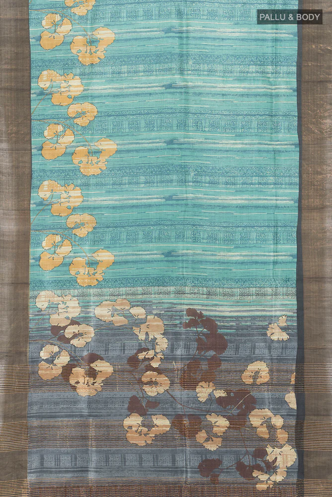 Blue Tussar Silk Saree - Image 5