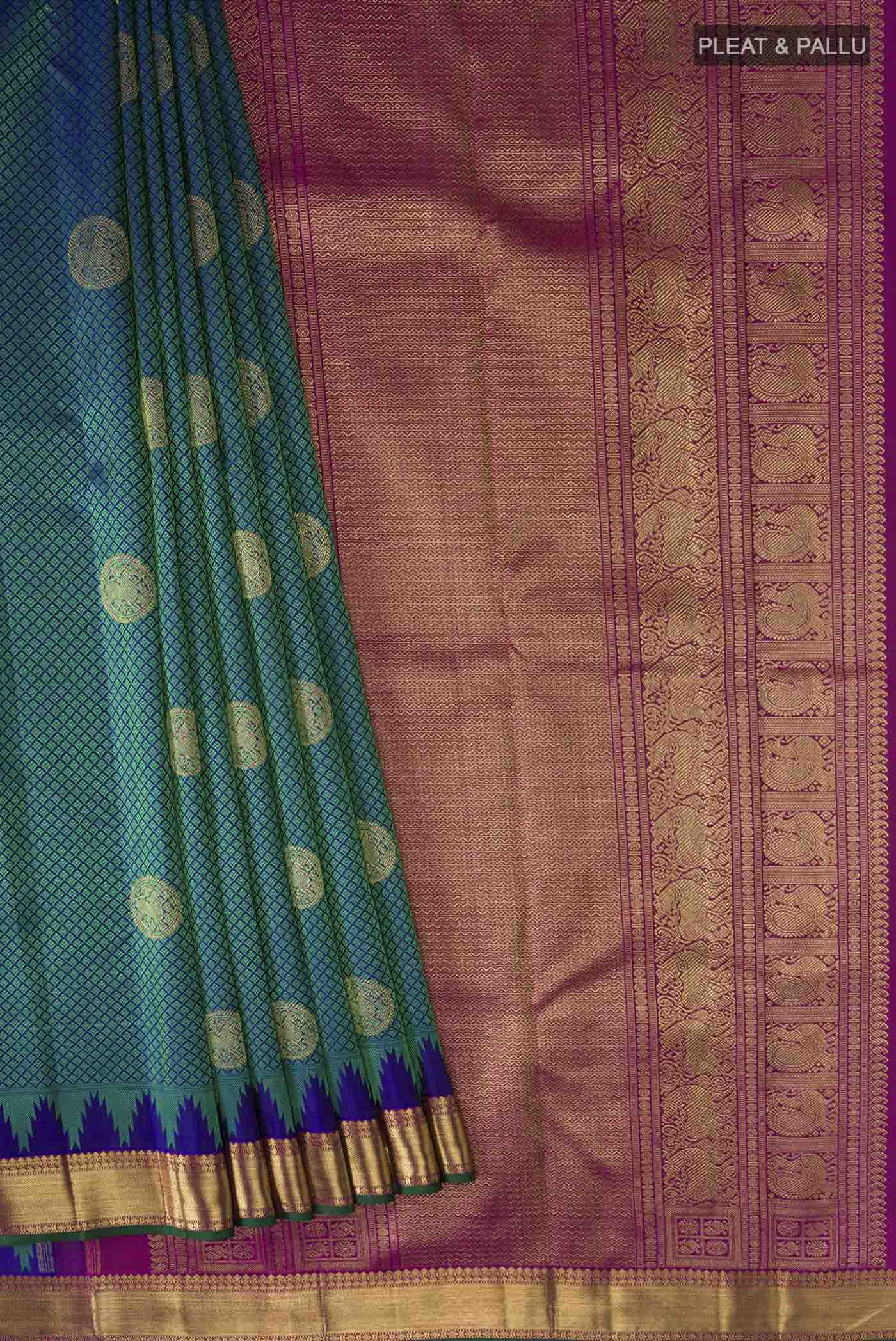 Pure Silk Pure Zari Multi Kanchipuram Saree - Image 4