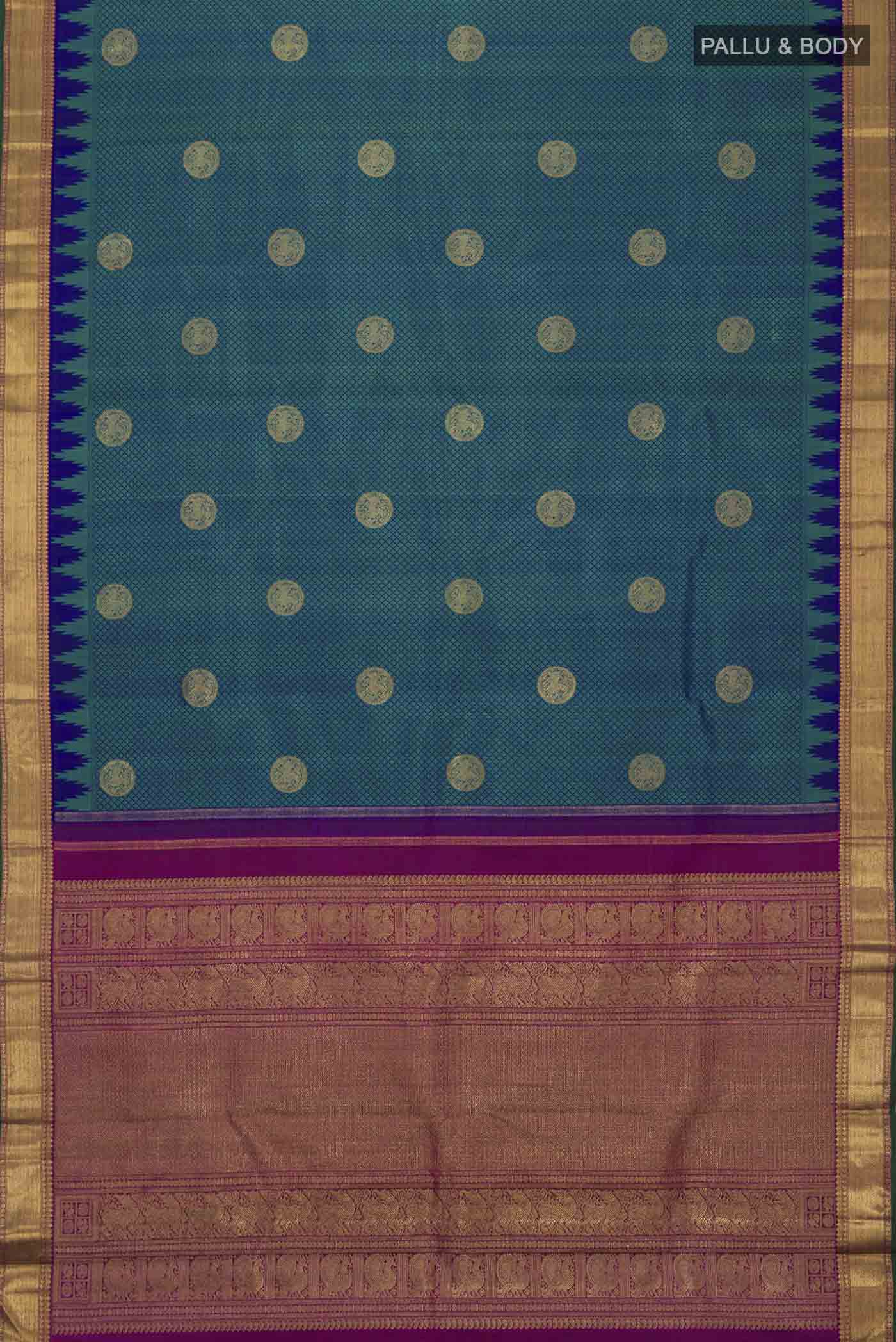 Pure Silk Pure Zari Multi Kanchipuram Saree - Image 6