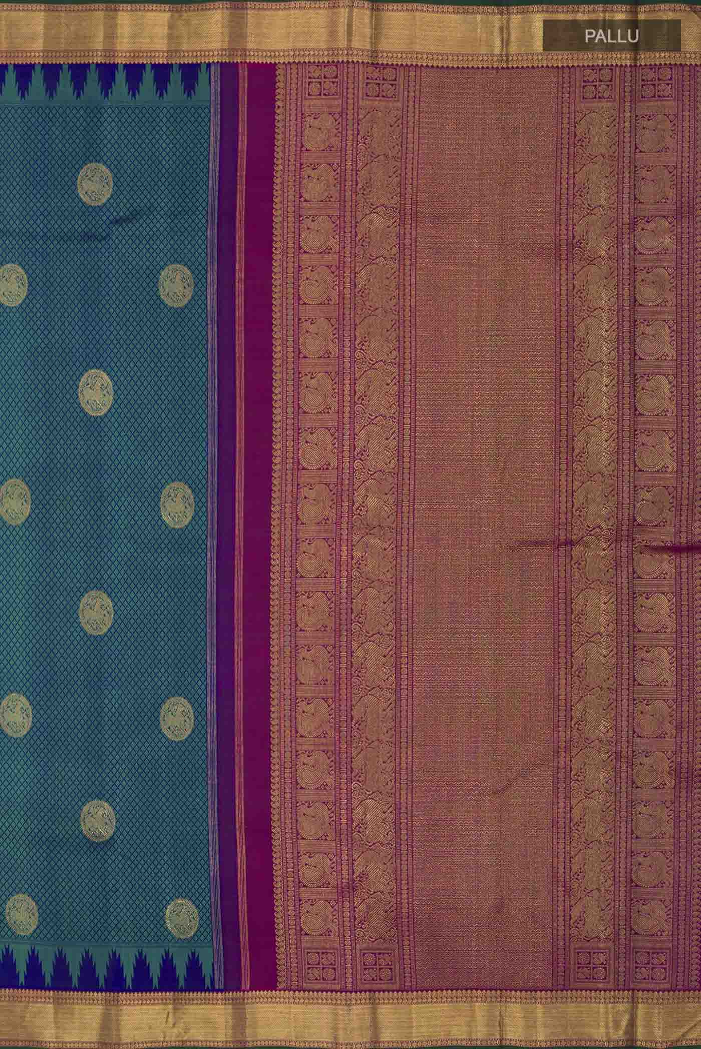 Pure Silk Pure Zari Multi Kanchipuram Saree - Image 7