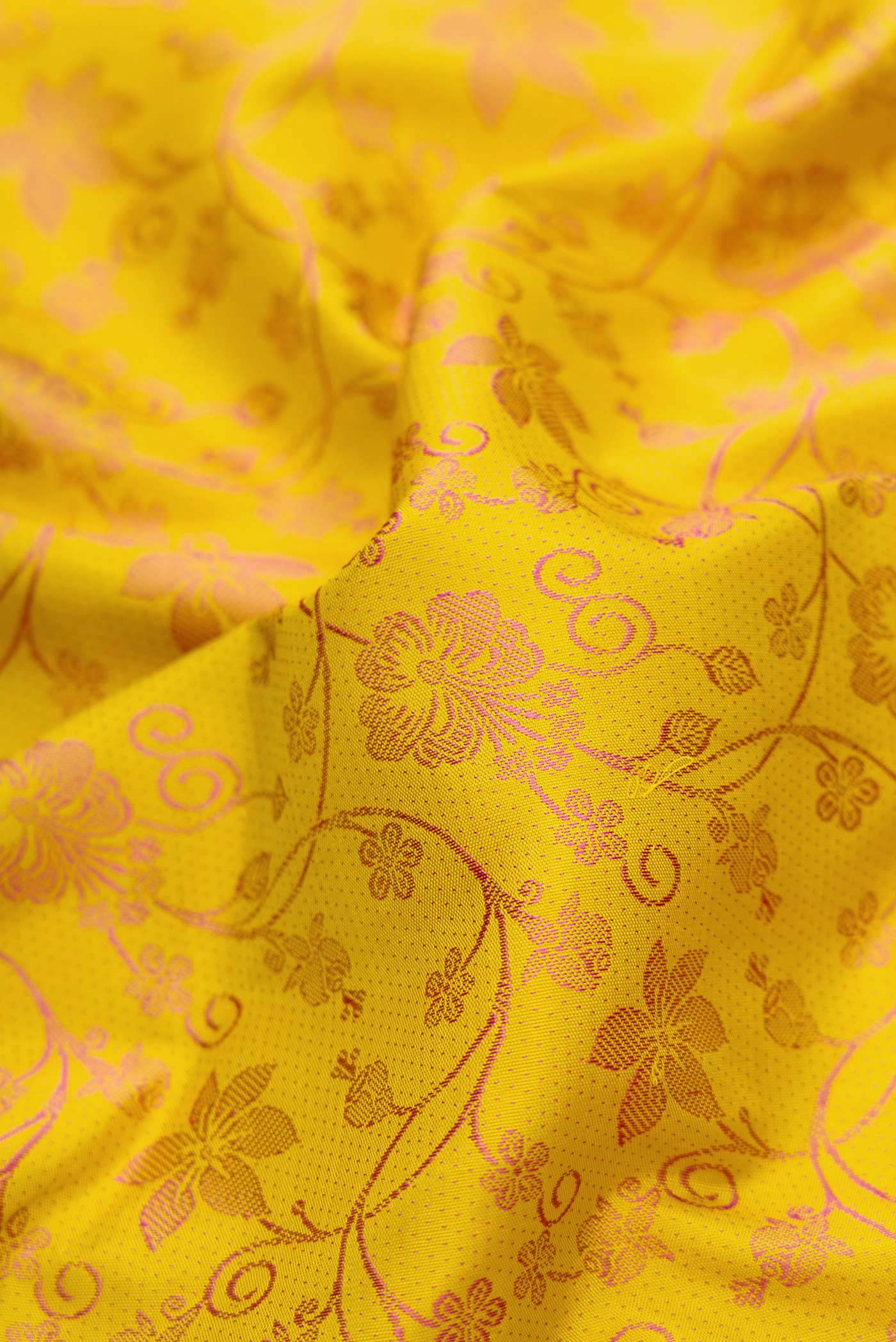 Pure Silk Pure Zari Mustard Dual Tone Kanjivaram Saree - Image 2