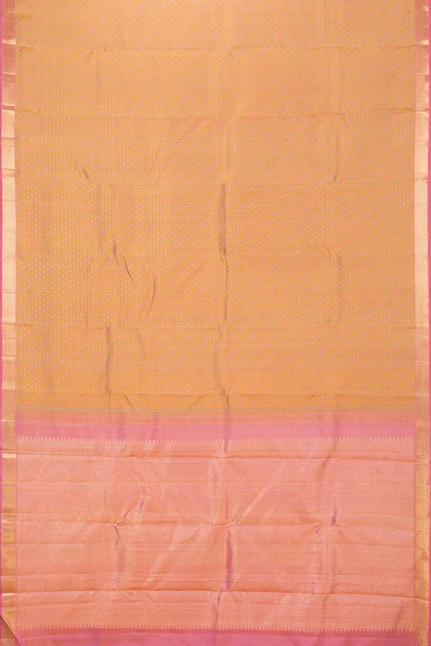 Pure Silk Pure Zari Mustard Dual Tone Kanjivaram Saree - Image 6