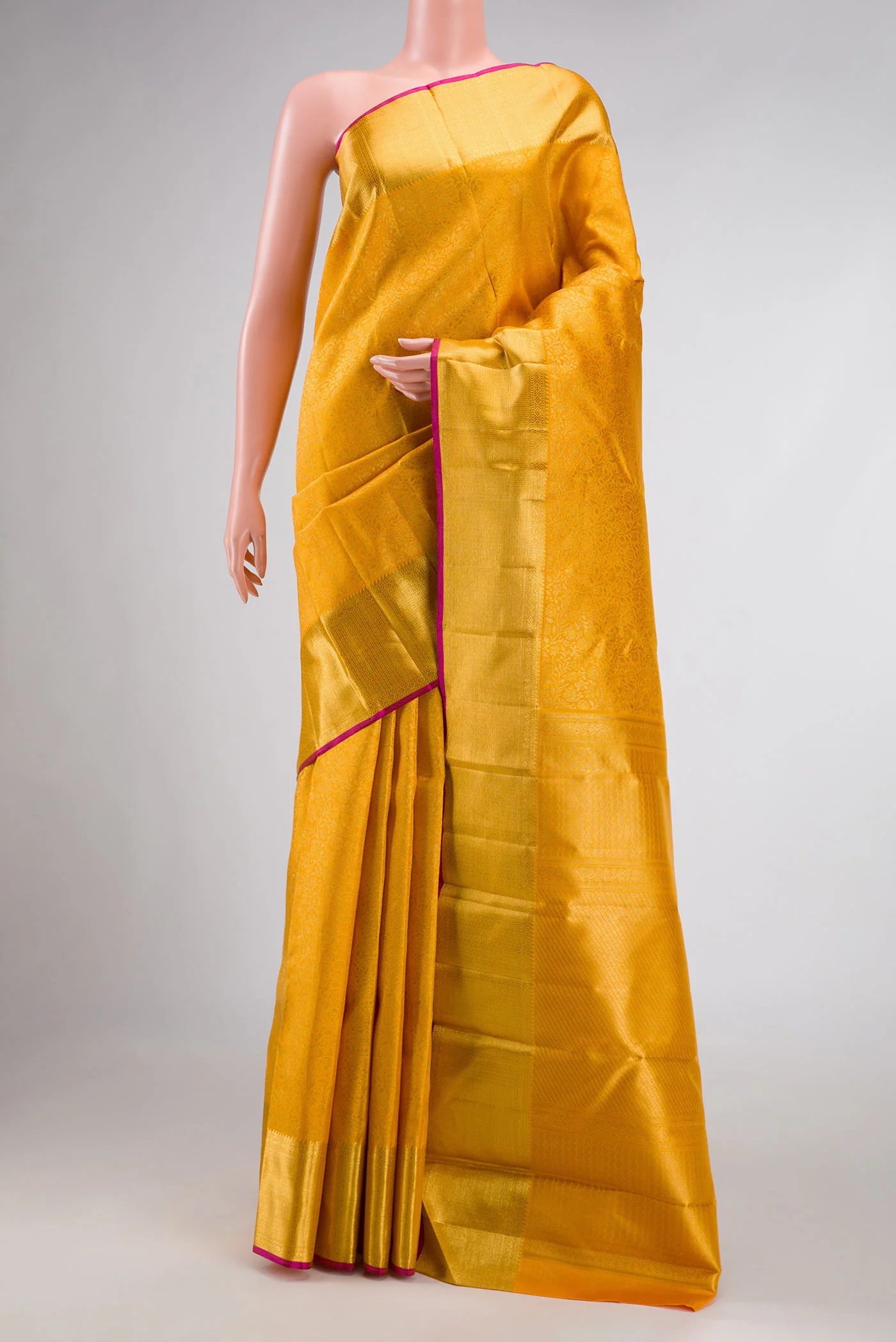 Pure Silk Pure Zari Mustard Dual Tone Kanjivaram Saree
