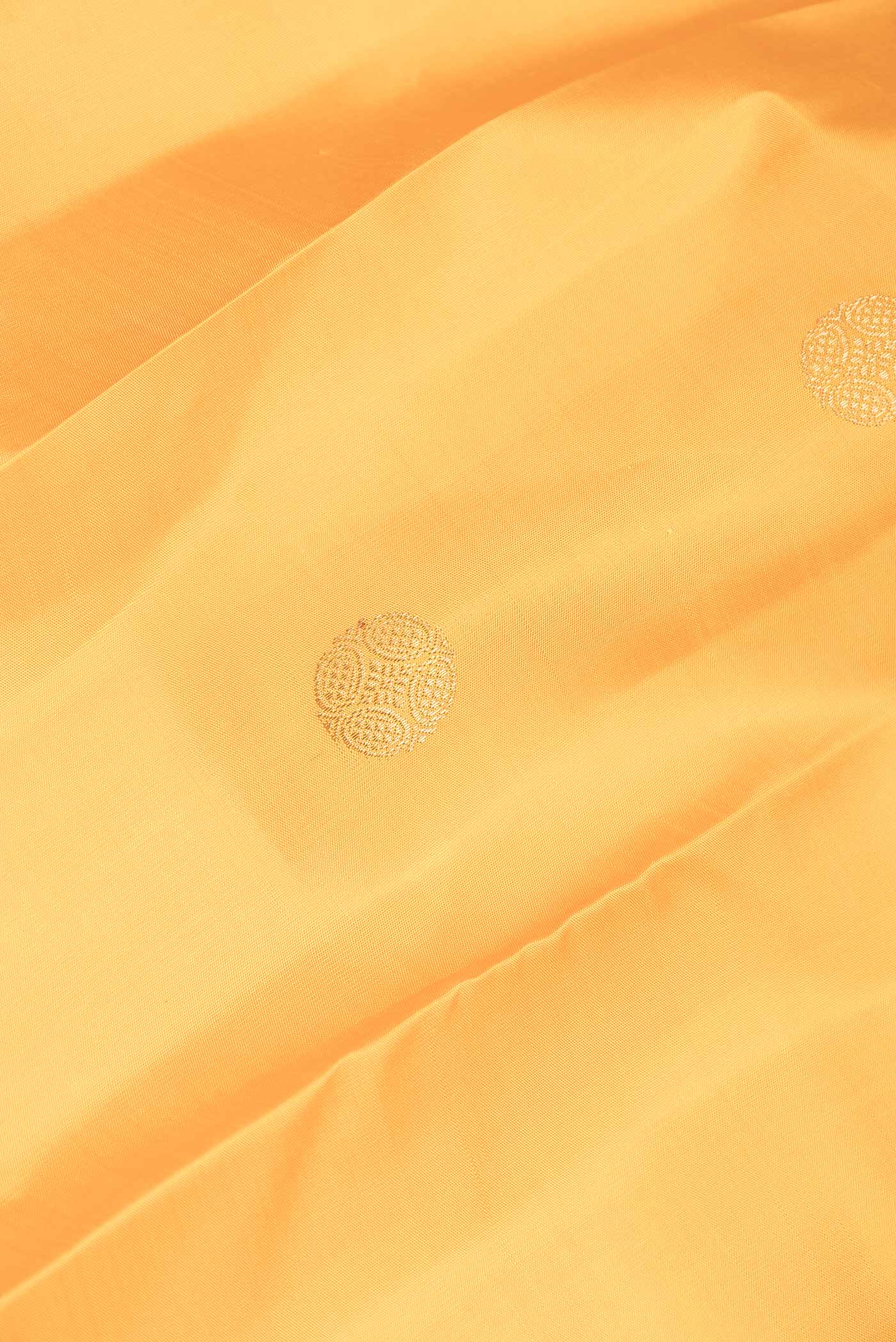 Pure Silk Pure Zari Mustard Dual Tone Kanjivaram Saree - Image 2