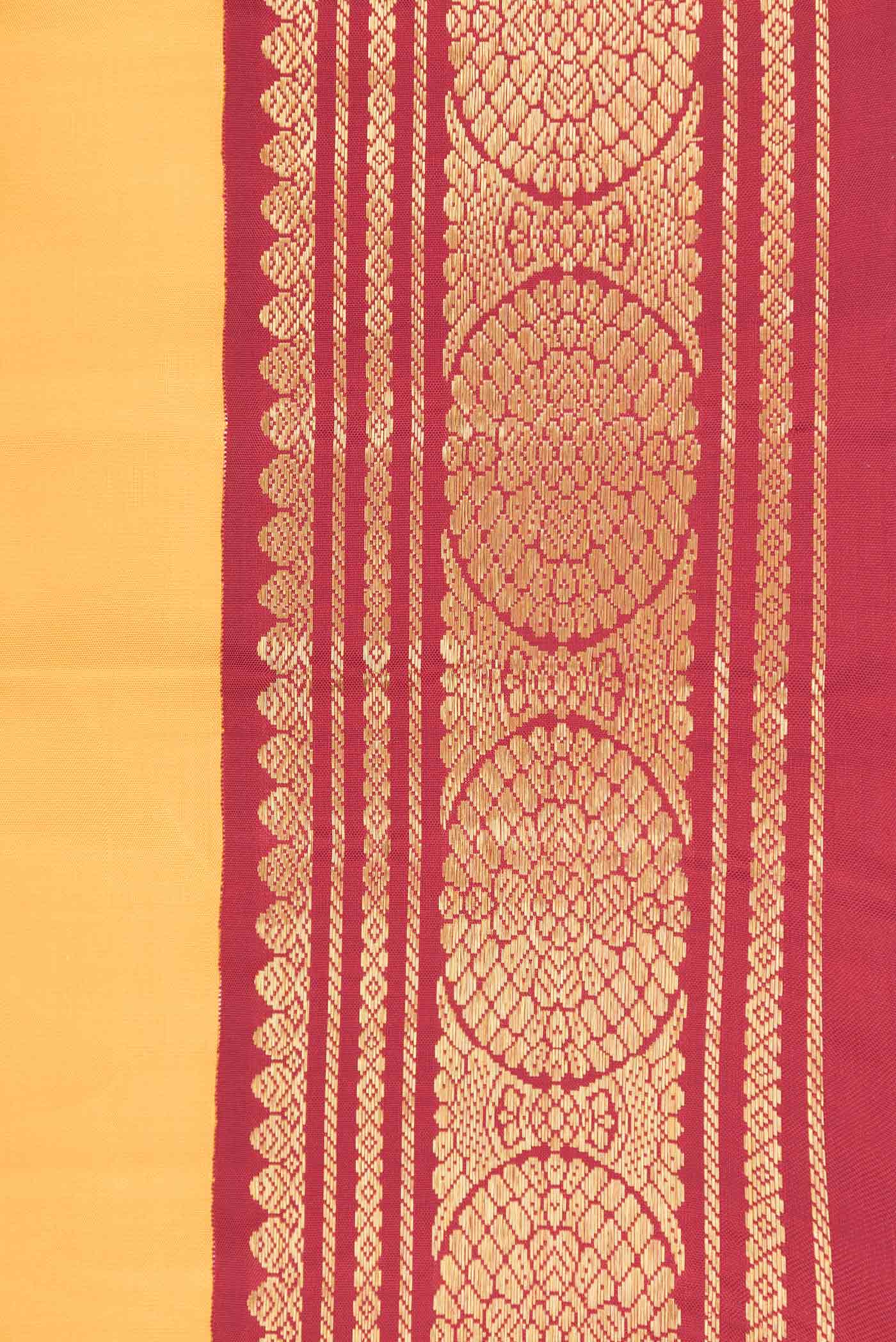 Pure Silk Pure Zari Mustard Dual Tone Kanjivaram Saree - Image 3