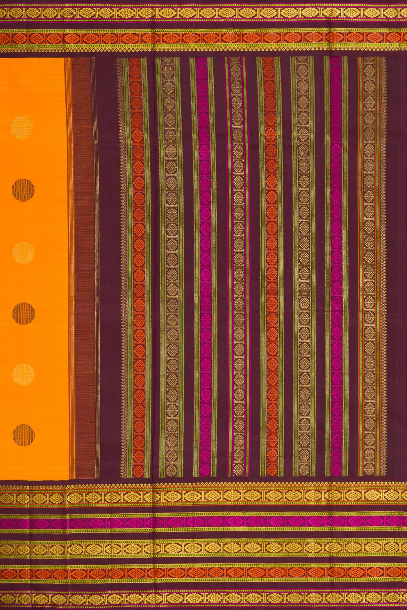 Pure Silk Pure Zari Yellow Kanchipuram Saree - Image 7