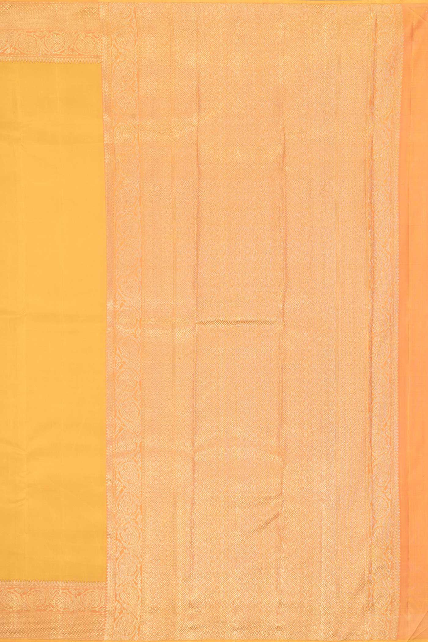 Pure Silk Pure Zari Mustard Dual Tone Kanjivaram Saree - Image 7