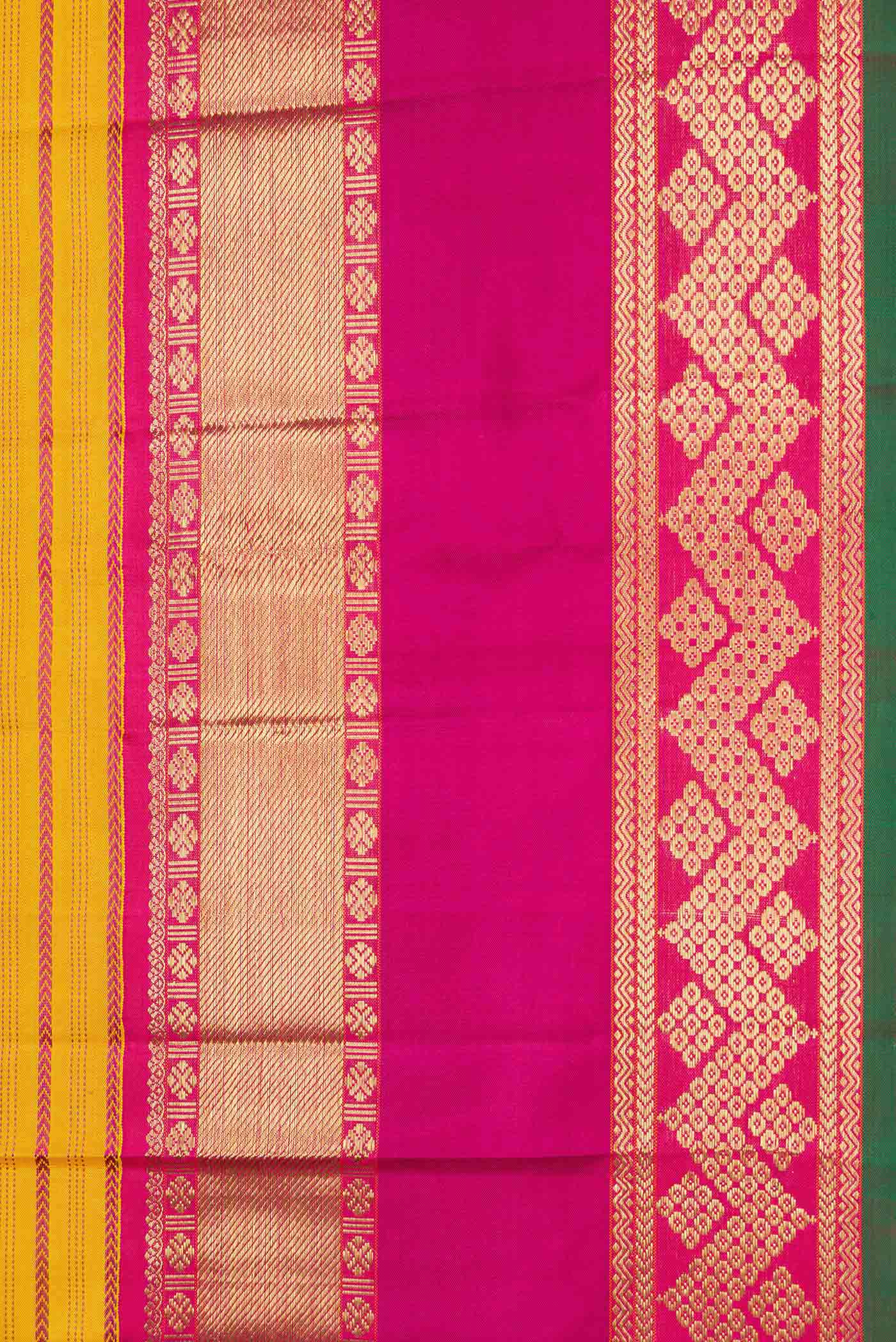 Pure Silk Pure Zari Mustard Dual Tone Kanjivaram Saree - Image 4