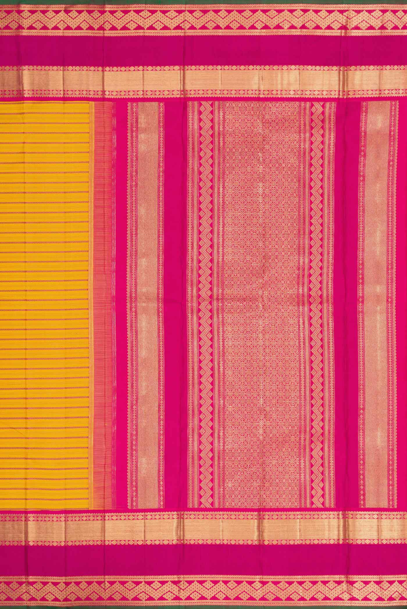Pure Silk Pure Zari Mustard Dual Tone Kanjivaram Saree - Image 8