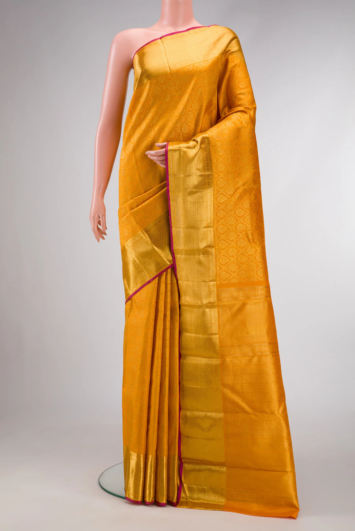 Pure Silk Pure Zari Yellow Kanjivaram Saree