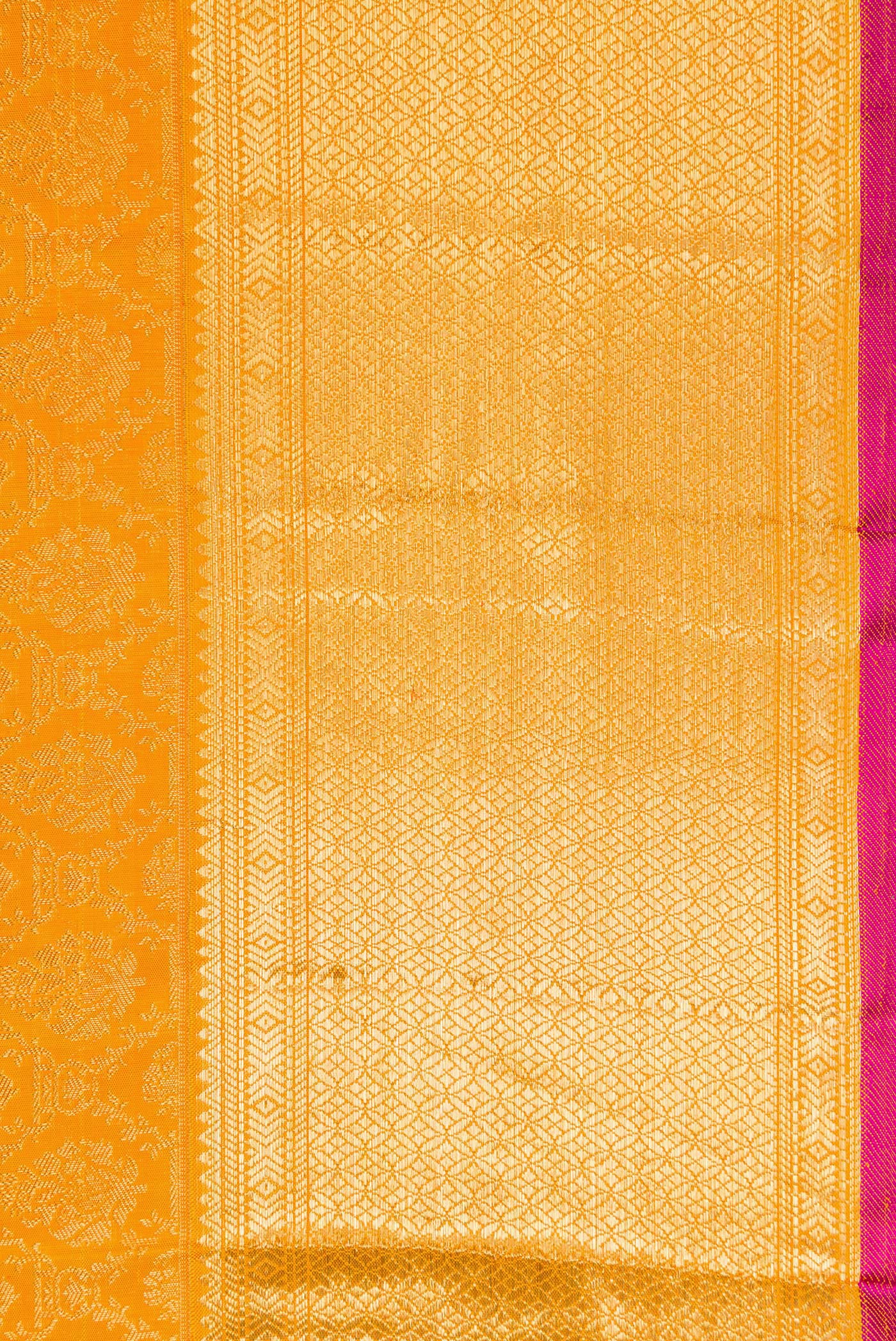 Pure Silk Pure Zari Yellow Kanjivaram Saree - Image 3
