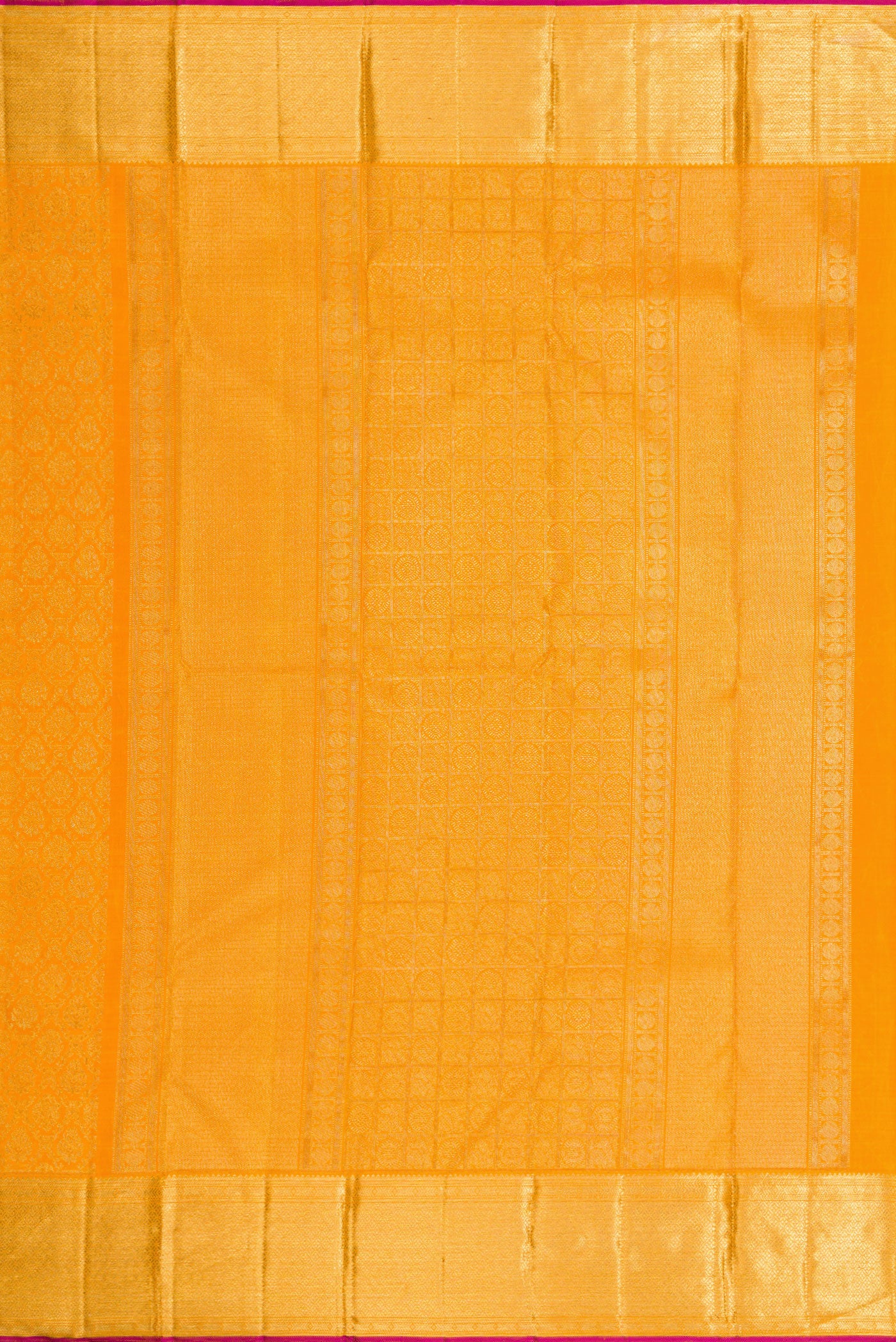 Pure Silk Pure Zari Yellow Kanjivaram Saree - Image 7