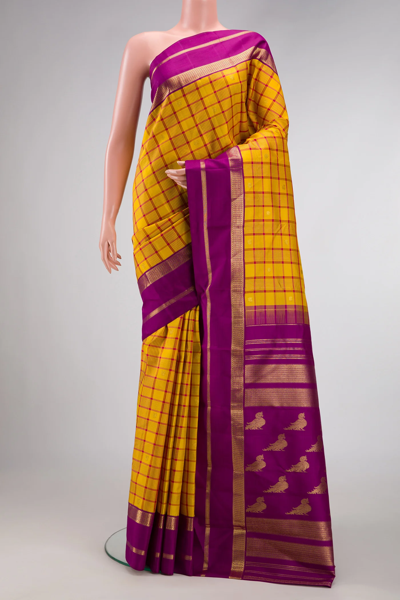 Pure Silk Pure Zari Yellow Kanjivaram Saree