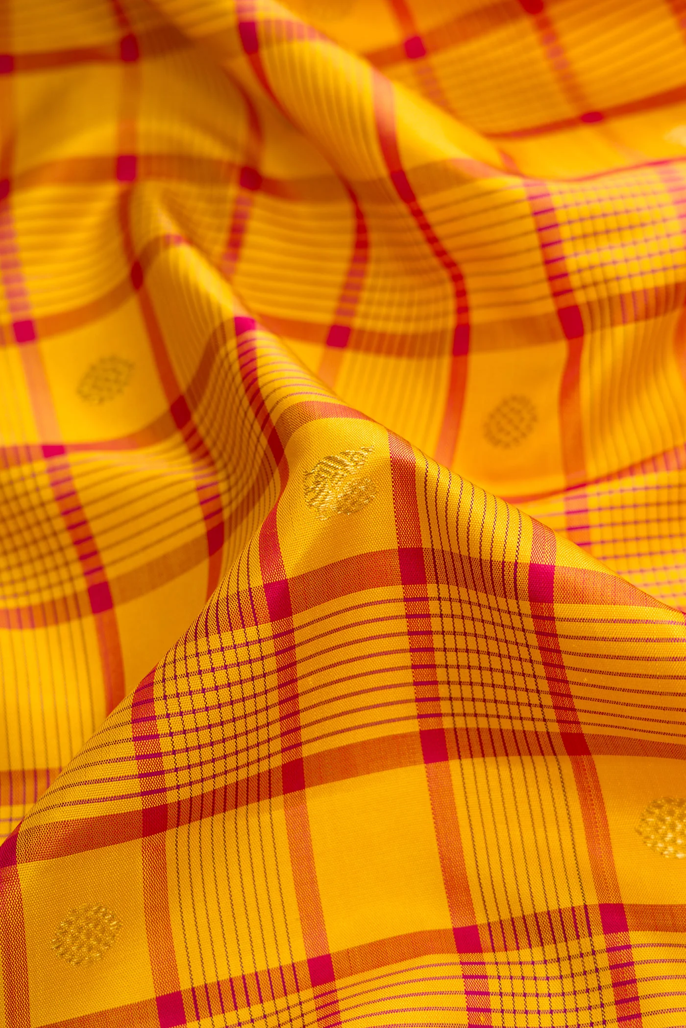 Pure Silk Pure Zari Yellow Kanjivaram Saree - Image 2