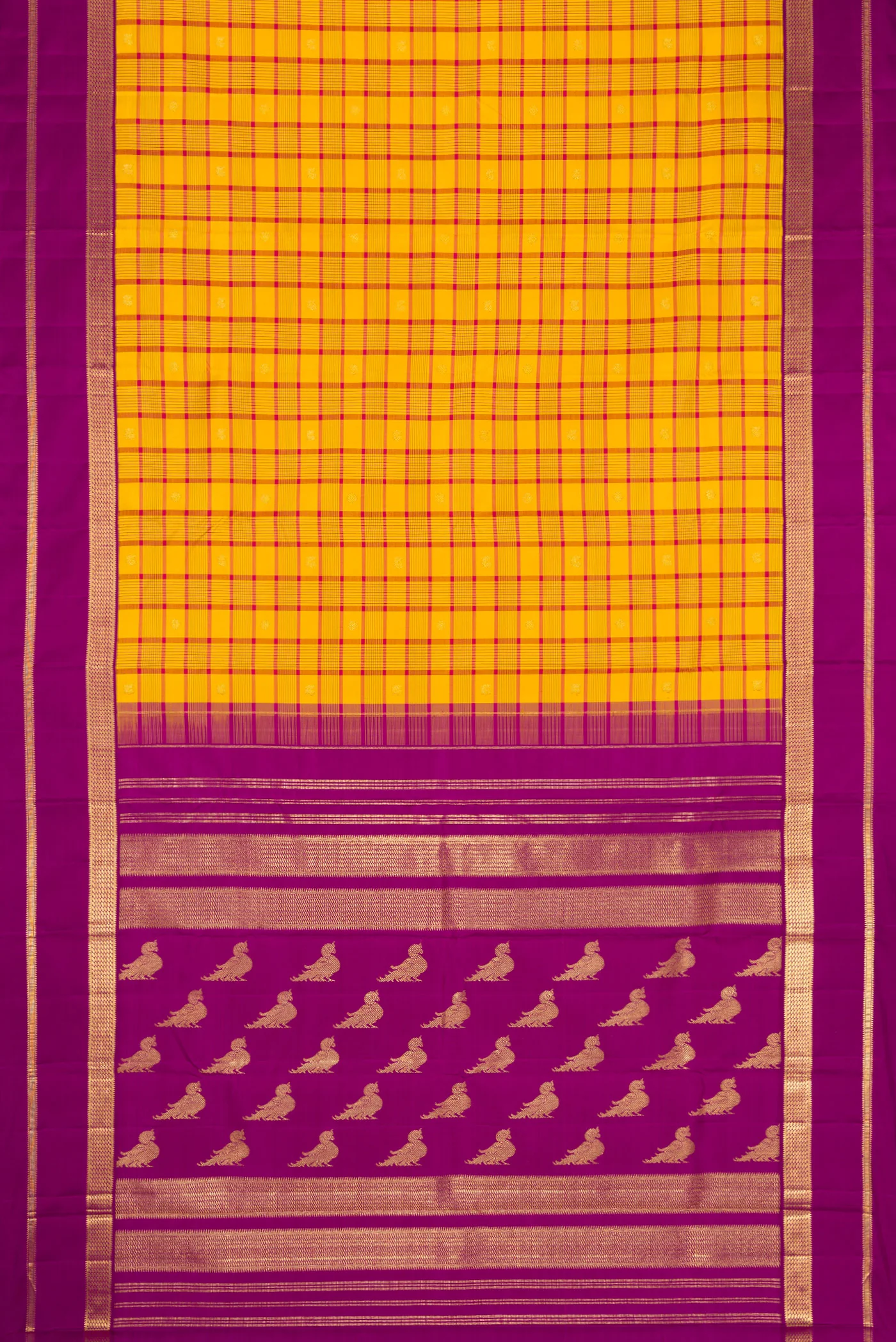 Pure Silk Pure Zari Yellow Kanjivaram Saree - Image 6