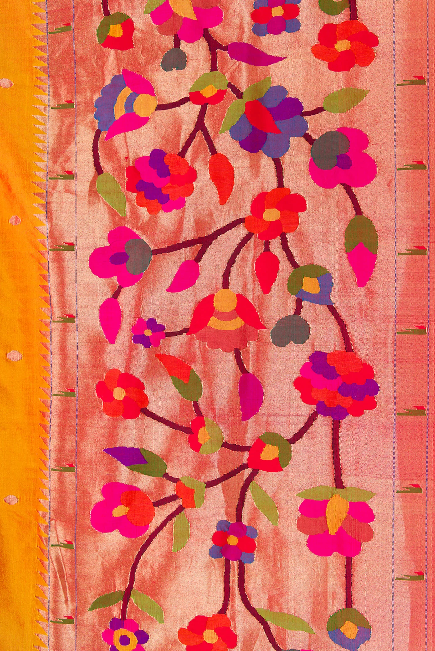 Pure Silk Pure Zari Mustard Paithani Saree - Image 3
