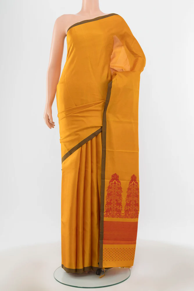 Mustard Kanchipuram Silk Saree