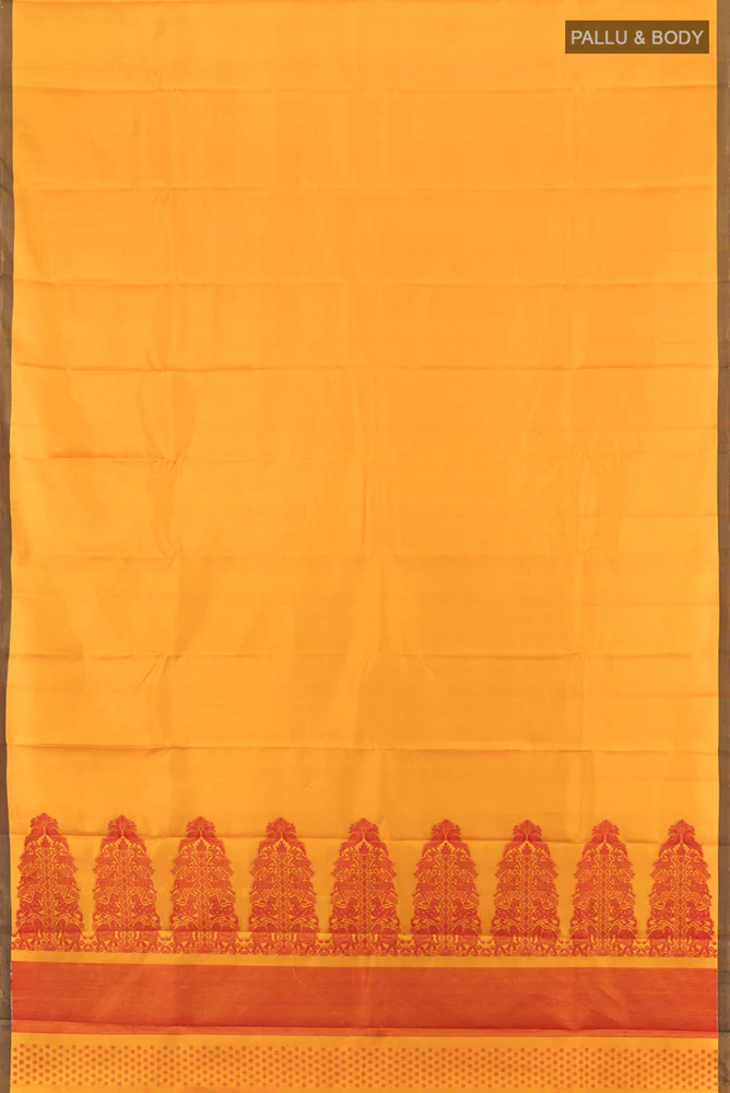 Mustard Kanchipuram Silk Saree - Image 5