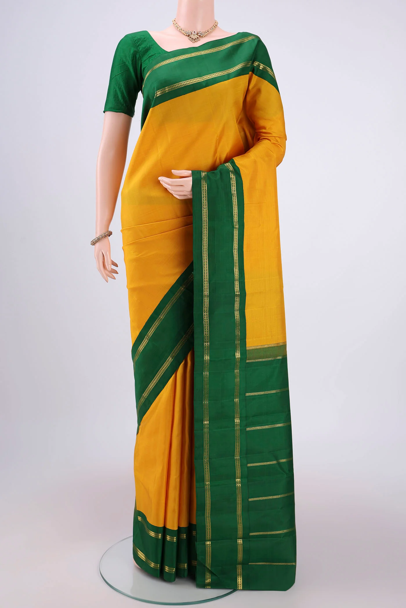 Pure Silk Pure Zari Mustard Kanjivaram Saree