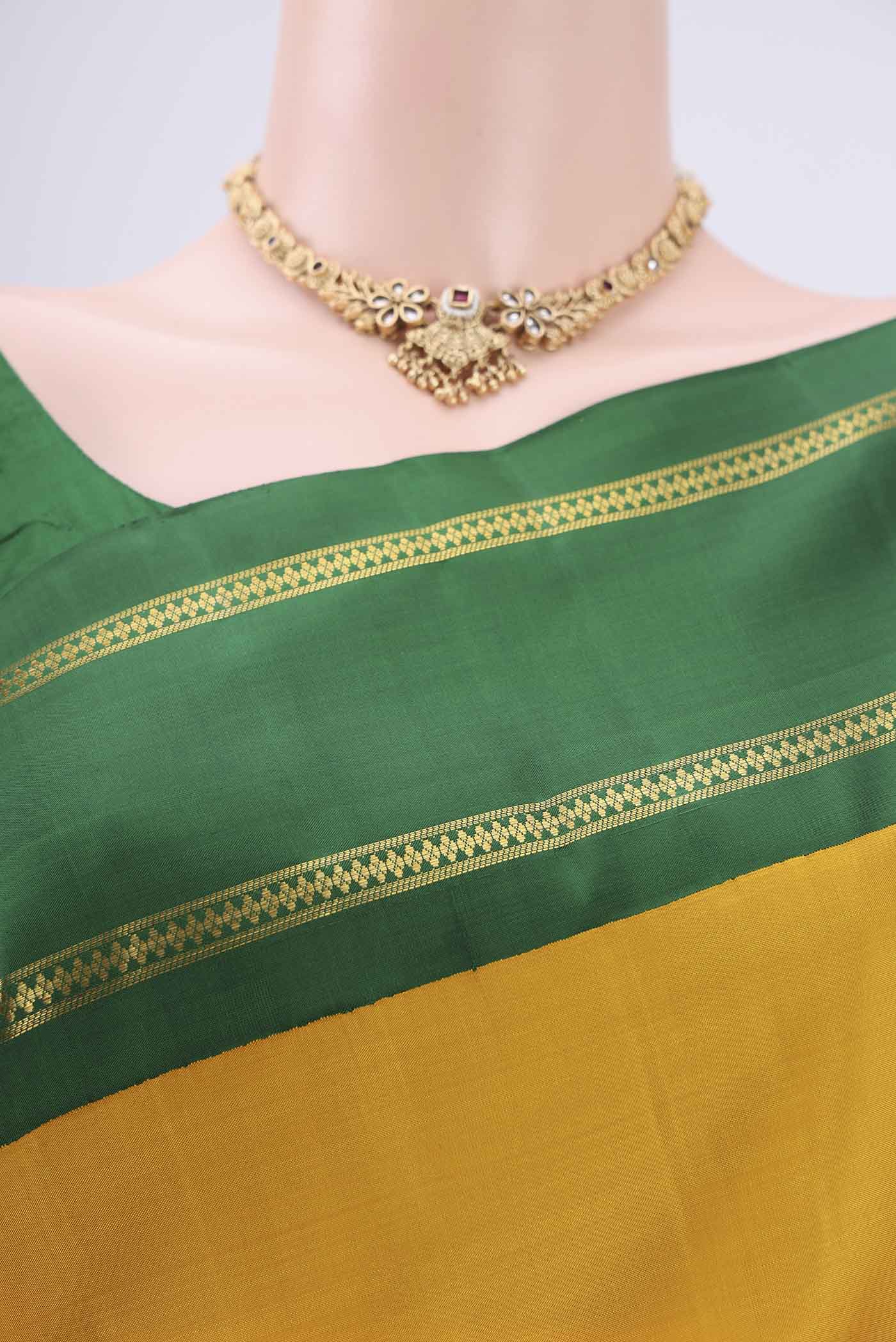 Pure Silk Pure Zari Mustard Kanjivaram Saree - Image 2