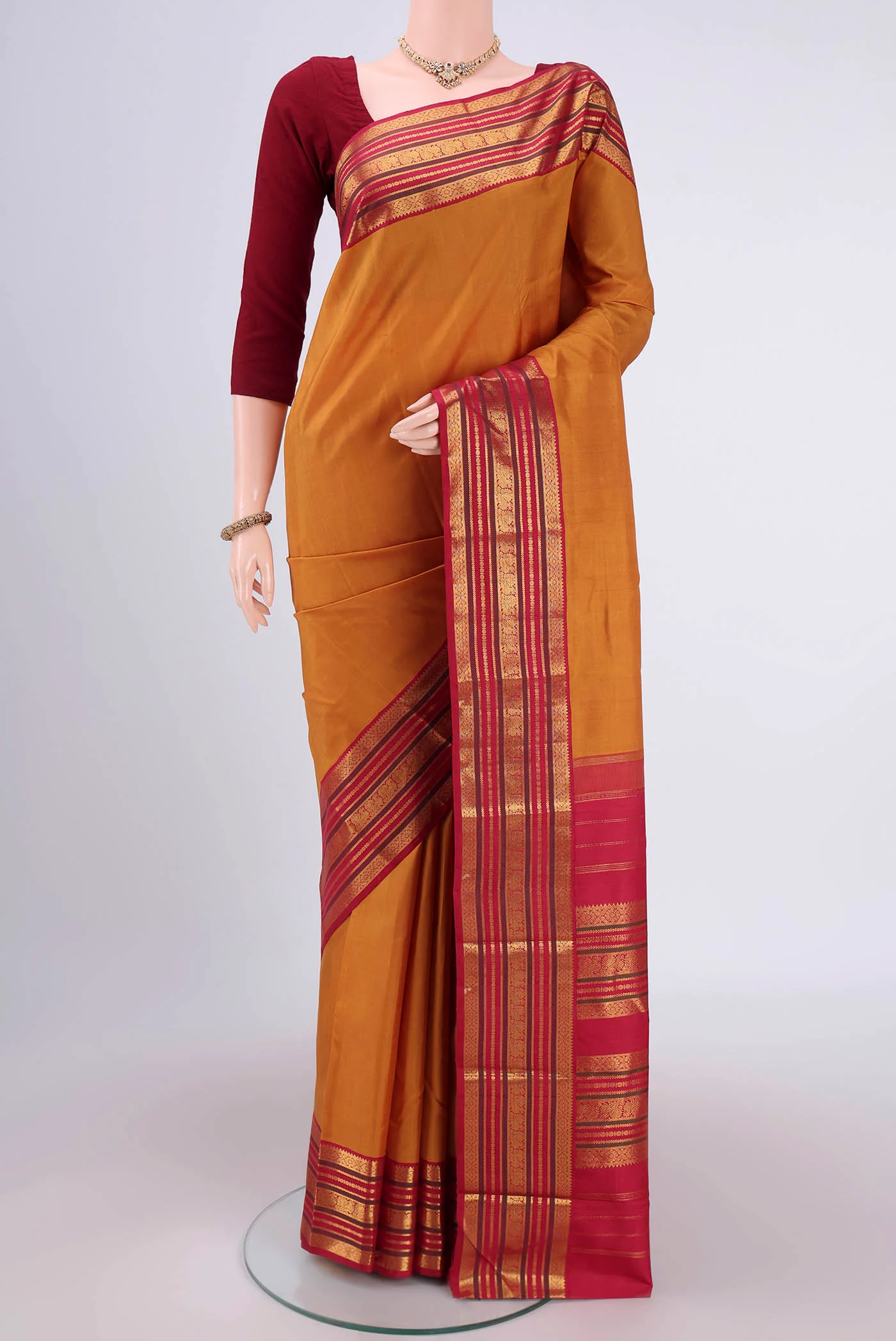 Pure Silk Pure Zari Mustard Kanjivaram Saree