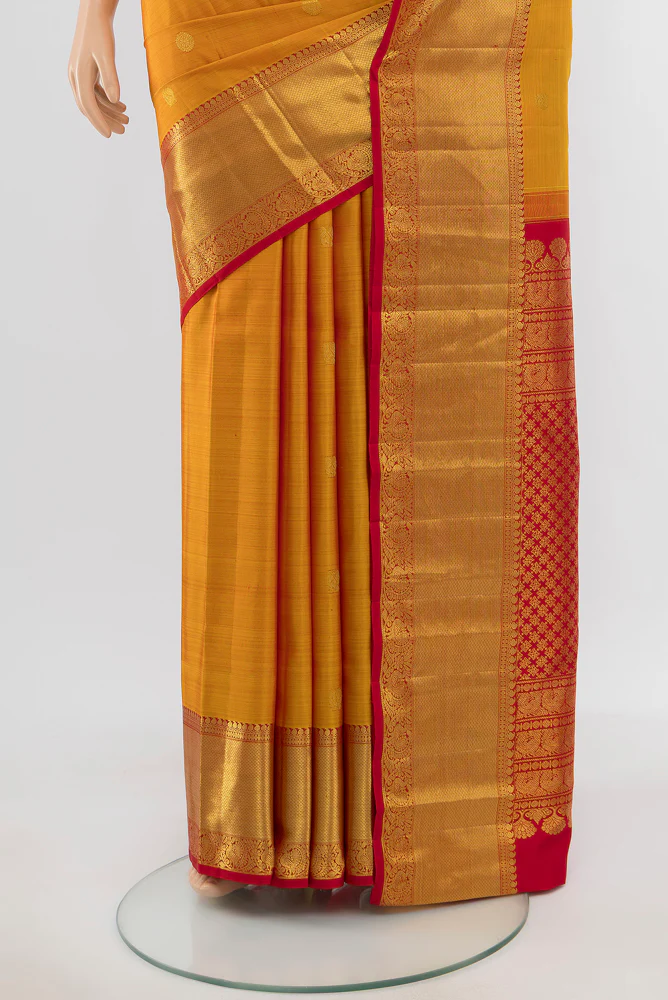 Mustard Kanjivaram Silk Saree - Image 3