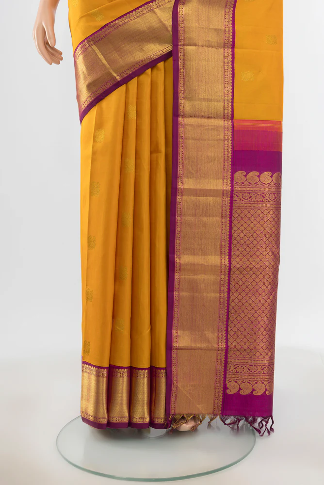 Yellow Kanjivaram Silk Saree - Image 3