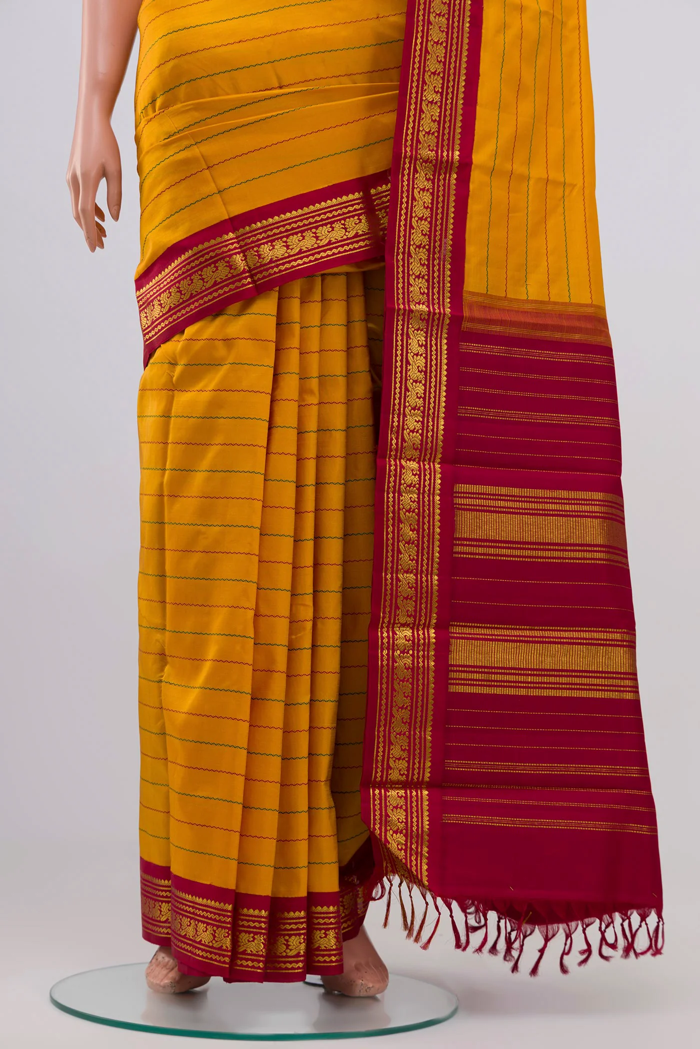 Mustard Kanjivaram Silk Saree - Image 3