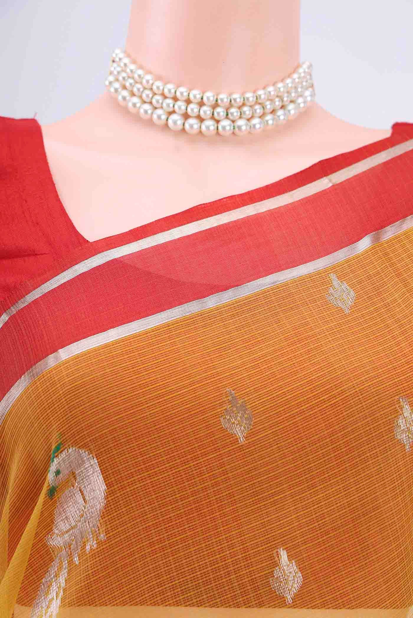 Pure Silk Pure Zari Mustard Kota Saree - Image 2
